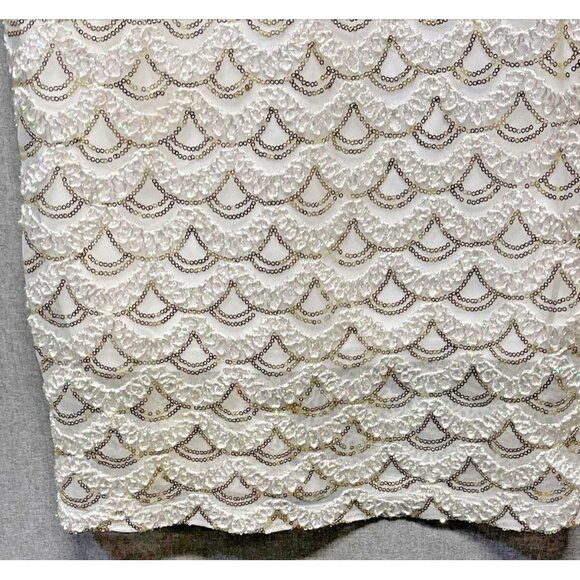 SD Sandra Darren Collection Womens Sequin Dress Size 6 Ivory Sleeveless - Picture 6 of 11